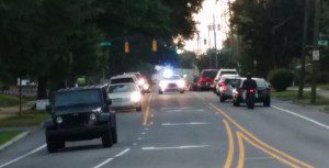 Police car in traffic